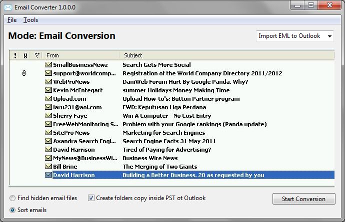Screenshot of Email Converter